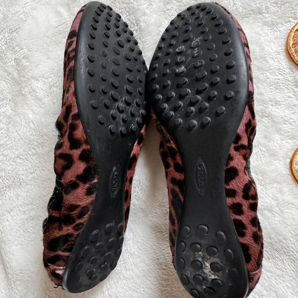 TODS Womens Shoes Ballet Flats Calf Hair Animal Print Pink Patent Leather 38.5 - Picture 13 of 13